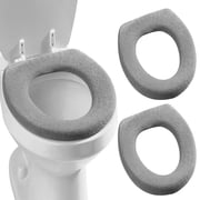 2pcs Toilet Covers Pads, TSV Soft Bathroom Thicker Toilet Seat Cover Pads Warmer Stretchable Fibers Easy Installation Cushioned Lid Covers, Comfortable and Washable Toilet Seat Cover Pads