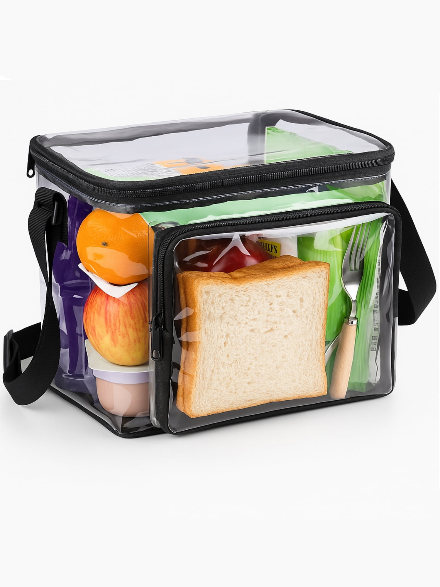 TSV Clear Lunch Bag, Stadium Approved Clear Crossbody Purse with Detachable Strap, Large Capacity