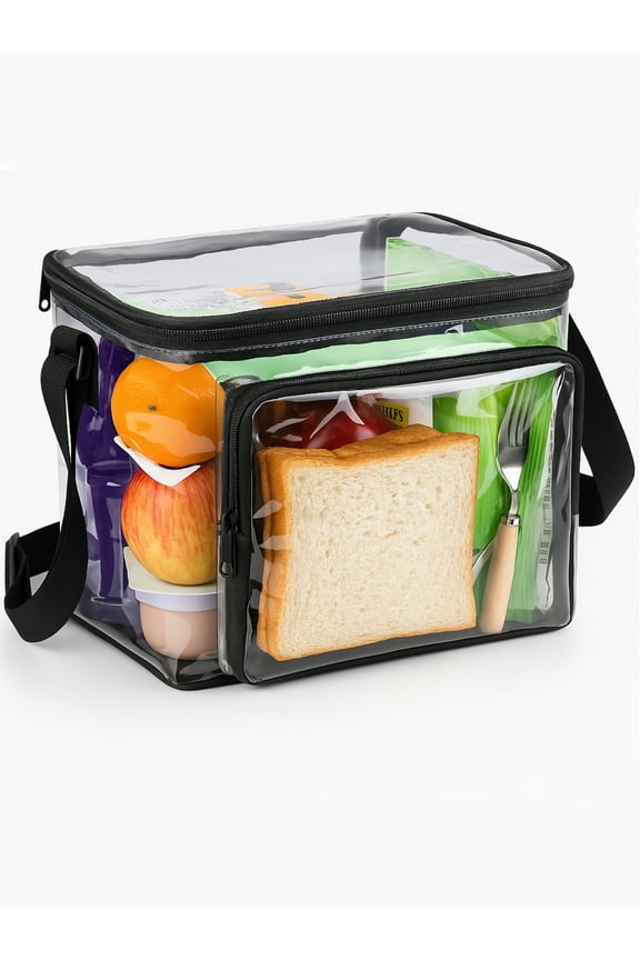 Clear Lunch Bag, Stadium Approved Clear Crossbody Purse with Detachable Strap, Large Capacity
