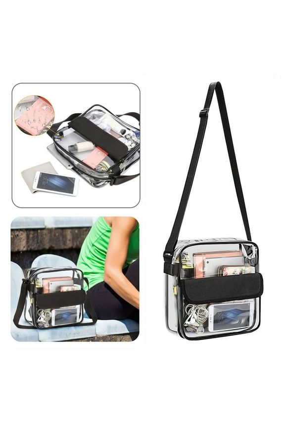 Stadium Approved Clear Crossbody Bag, Clear Shoulder Bag for Concerts, Adjustable Strap