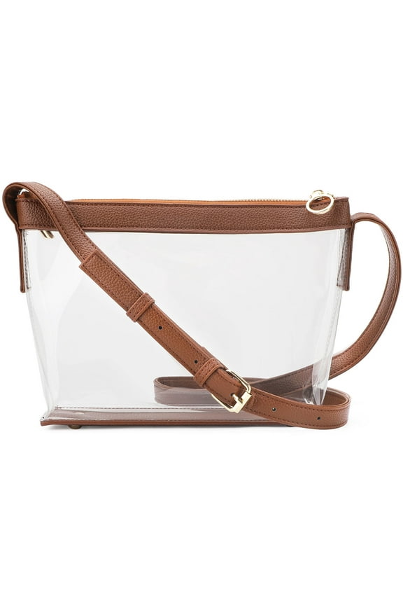 Stadium Approved Clear Crossbody Bag, Clear Zipper Purse with Adjustable Strap for Concerts Sports Events