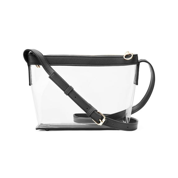 TSV Stadium Approved Clear Crossbody Bag, Clear Zipper Purse with Adjustable Strap for Concerts Sports Events