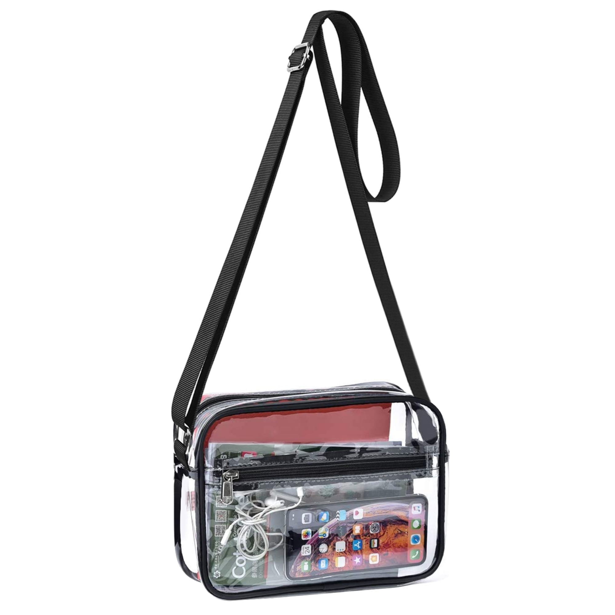 TSV Stadium Approved Clear Crossbody Bag, Waterproof Shoulder Purse Bag  with Adjustable Strap for Concerts