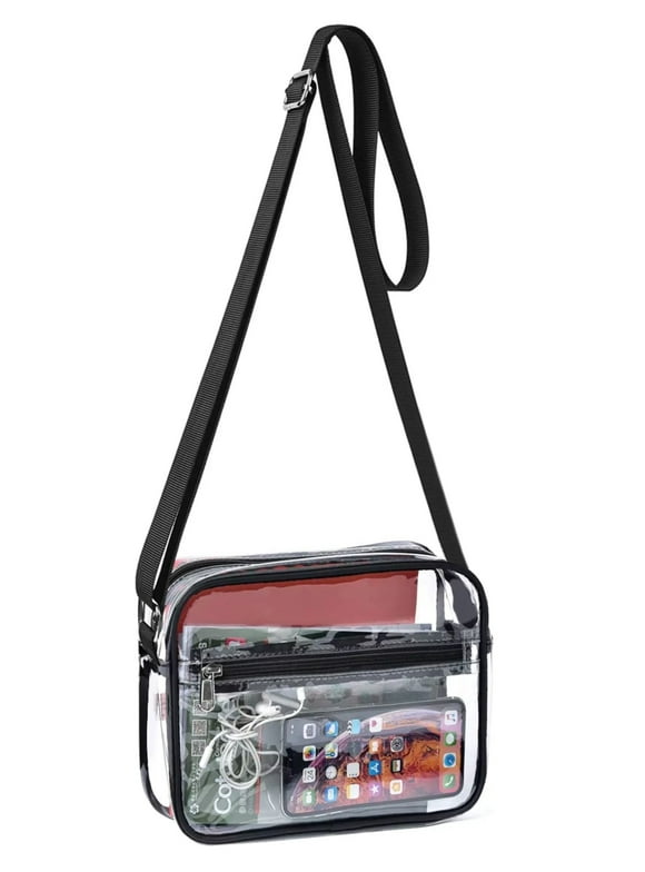 TSV Stadium Approved Clear Crossbody Bag, Waterproof Shoulder Purse Bag with Adjustable Strap for Concerts