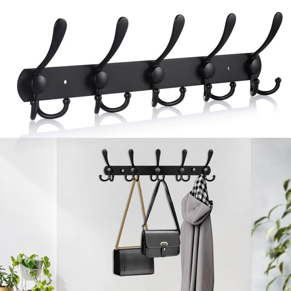 TSV Stainless Steel 10 Hooks Wall Hanger Coat Hat Clothes Holder Bedroom Towel Rack Heavy Duty Stainless Steel Coat Hanger Long Hook Rail Rack