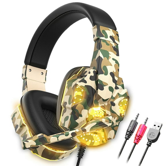 TSV Stereo Gaming Headset Fit for PC/PS4/PS5/Xbox One/Nintendo/Laptop/Desktop/Tablet, 3.5mm Wired Over-Ear Headphones with Noise Canceling Mic