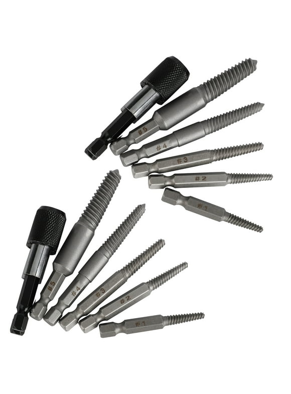 TSV Stripped Screw Extractor Set, Damaged Spiral Flute Bolt Removers with Quick Change Bit Holders, Hex Shank