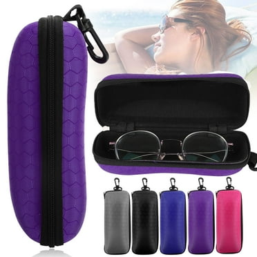 TSV Sunglasses Case, Portable Zipper Glasses Box, Hard EVA Eyeglass Protector with Hook, 5 Colors