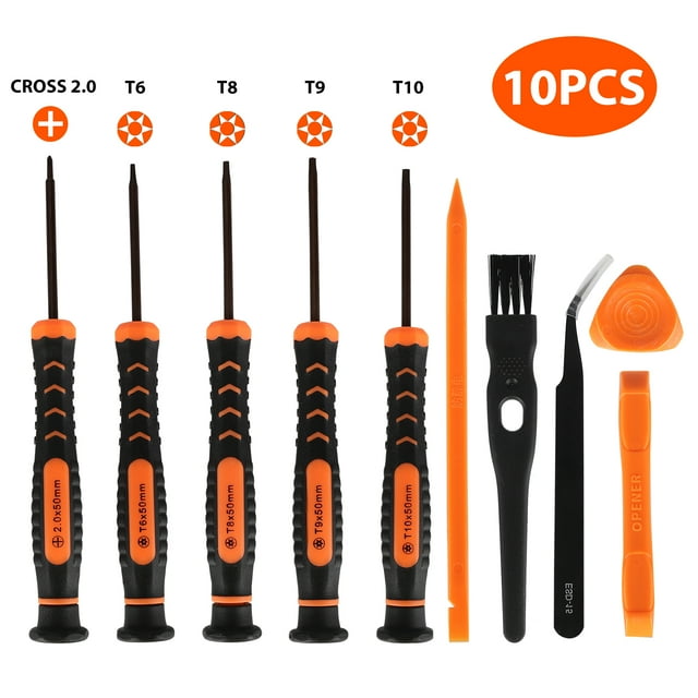 TSV T6 T8 T9 T10 Torx Security Screwdriver Repair Kits Fit for Xbox One, Xbox 360, PS3/PS4/PS5 with Cross 2.0 Screwdriver, Pry Opening Cleaning Tools