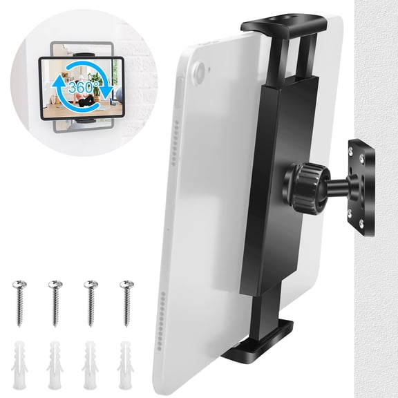 TSV Tablet Wall Mount Holder, 360 Adjustable Phone Stand, Fit for iPad, iPhone, 4.7-13" Devices