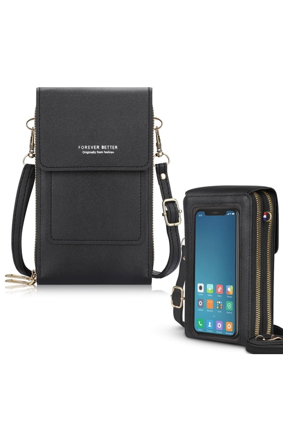 Touch Screen Cell Phone Bag, Crossbody Shoulder Pouch Purse, Key Card Case