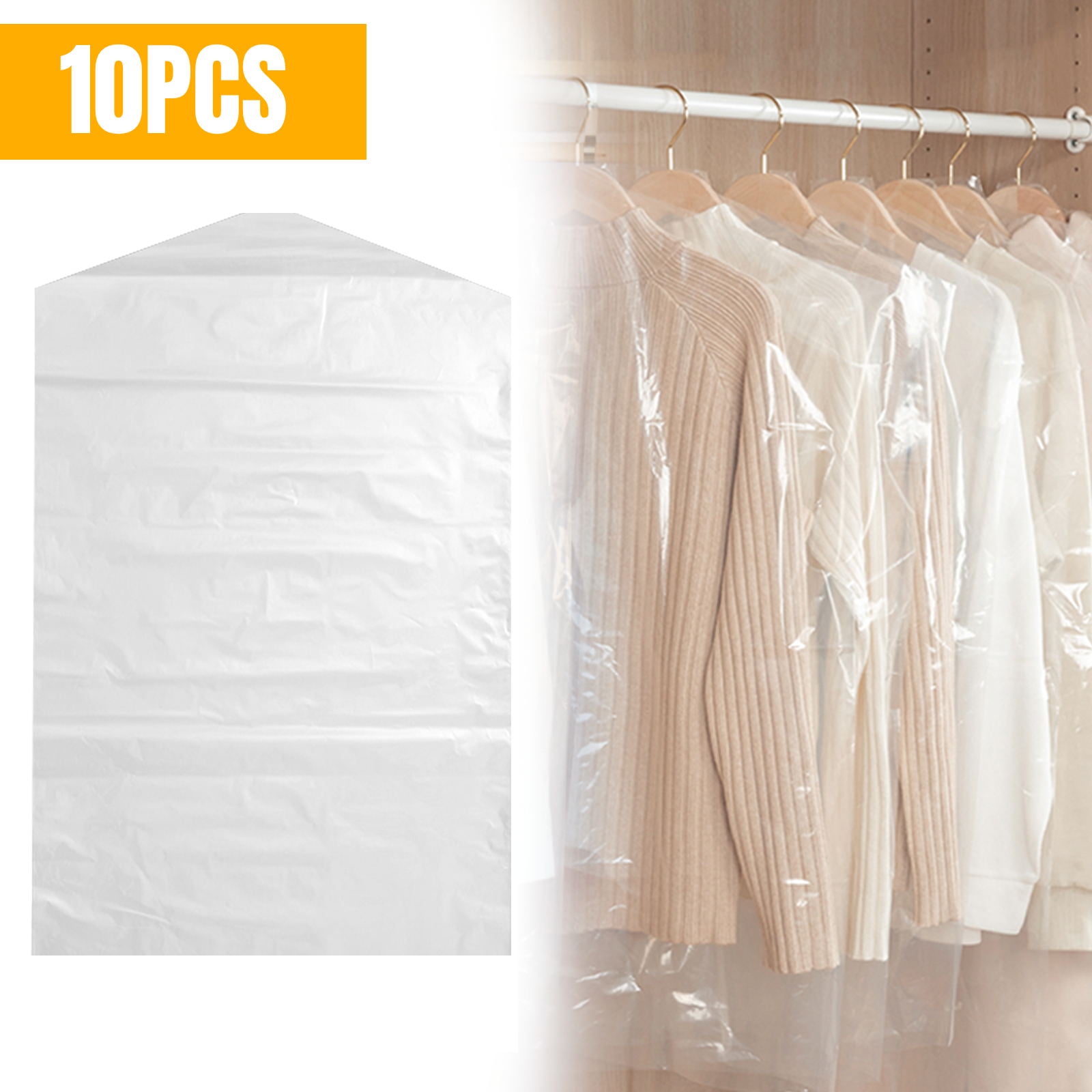 50 Pack Clear Plastic Garment Bags for Hanging Clothes, Dry Cleaning Bags  for Suits, Shirts, Dresses (21 x 40 Inch)