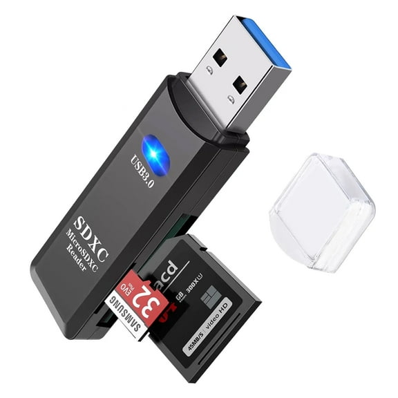 TSV USB 3.0 Portable Card Reader for SD, SDHC, SDXC, MicroSD, MicroSDHC, MicroSDXC, All-in-One Design - USB 3.0 Micro SD and SD Card Reader fits for Mac, Windows, Linux, Chrome, PC, Laptop