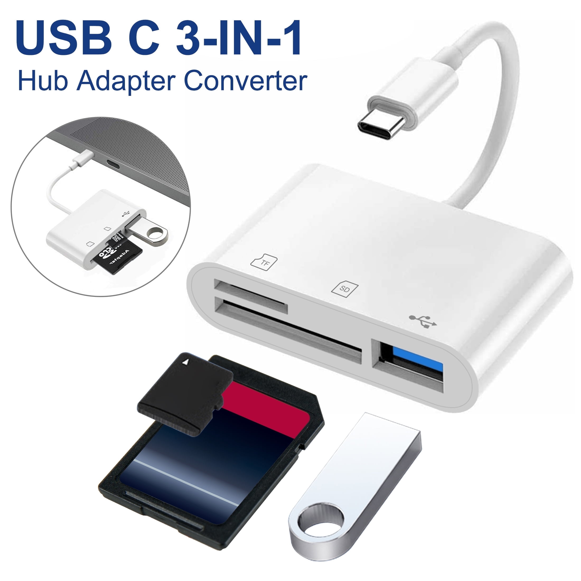 TSV USB C to SD Card Reader, Micro SD Memory Card Reader, Type C to SD Card Reader Adapter 2TB Capacity Fit for MacBook Camera Android Windows Linux