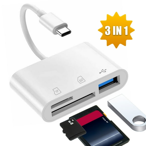 TSV USB C to SD Card Reader, Micro SD Memory Card Reader, Type C to SD Card Reader Adapter 2TB Capacity Fit for MacBook Camera Android Windows Linux