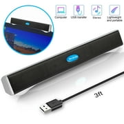 TSV USB Computer Speakers for Desktop or PC, Mini Clip-on Laptop Sound Bar Stereo Wired PC Speakers for TV Desktop Laptop Tablets Monitor Notebook
