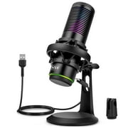 TSV USB Condenser Gaming Microphone Fit for PC/PS4/ PS5/Mac with Anti-Shock Mount, 2 Polar Patterns, Mute, Gain Control