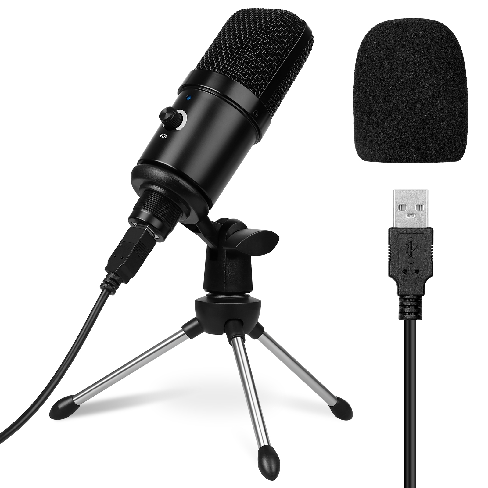 TSV USB Condenser Microphone with Noise Cancelling for Recording
