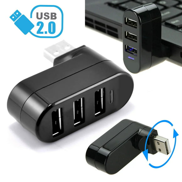TSV USB Splitter 3 Ports USB Hub Adapter Rotatable Data Hub 2.0 Extender for Mac, Laptop, Surface Pro, PS4, PC, Flash Drive, Mobile HDD, 1Pcs