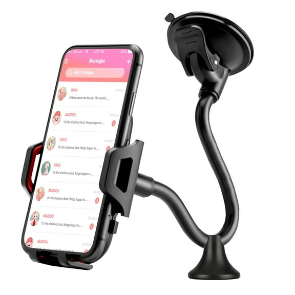 TSV Universal Car Phone Mount Cradle for Windshield Dashboard with Suction Cup, 360° Rotation Long Arm Car Cell Phone Mount Holder for iPhone 13/ 13 Mini/ 13 Pro Max, Android Devices