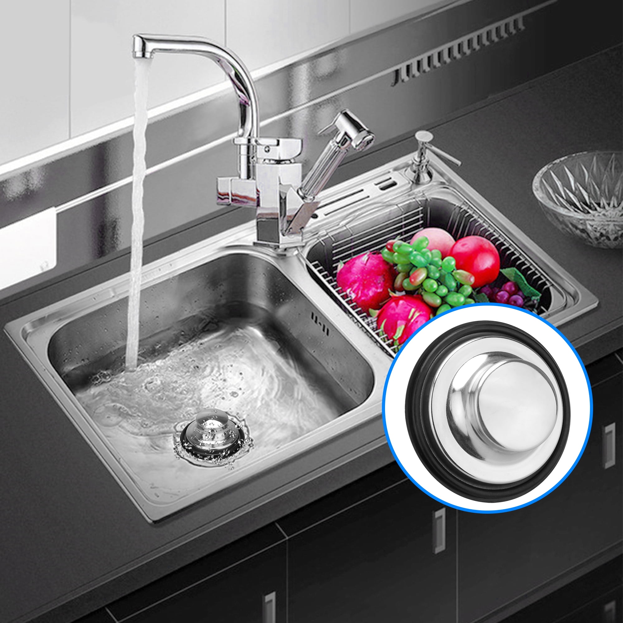 Kitchen Sink Stopper Brushed Stainless Steel Garbage Disposal Drain Plug  Sealing Anti-leakage Sink Plug Cover 86mm OD - AliExpress