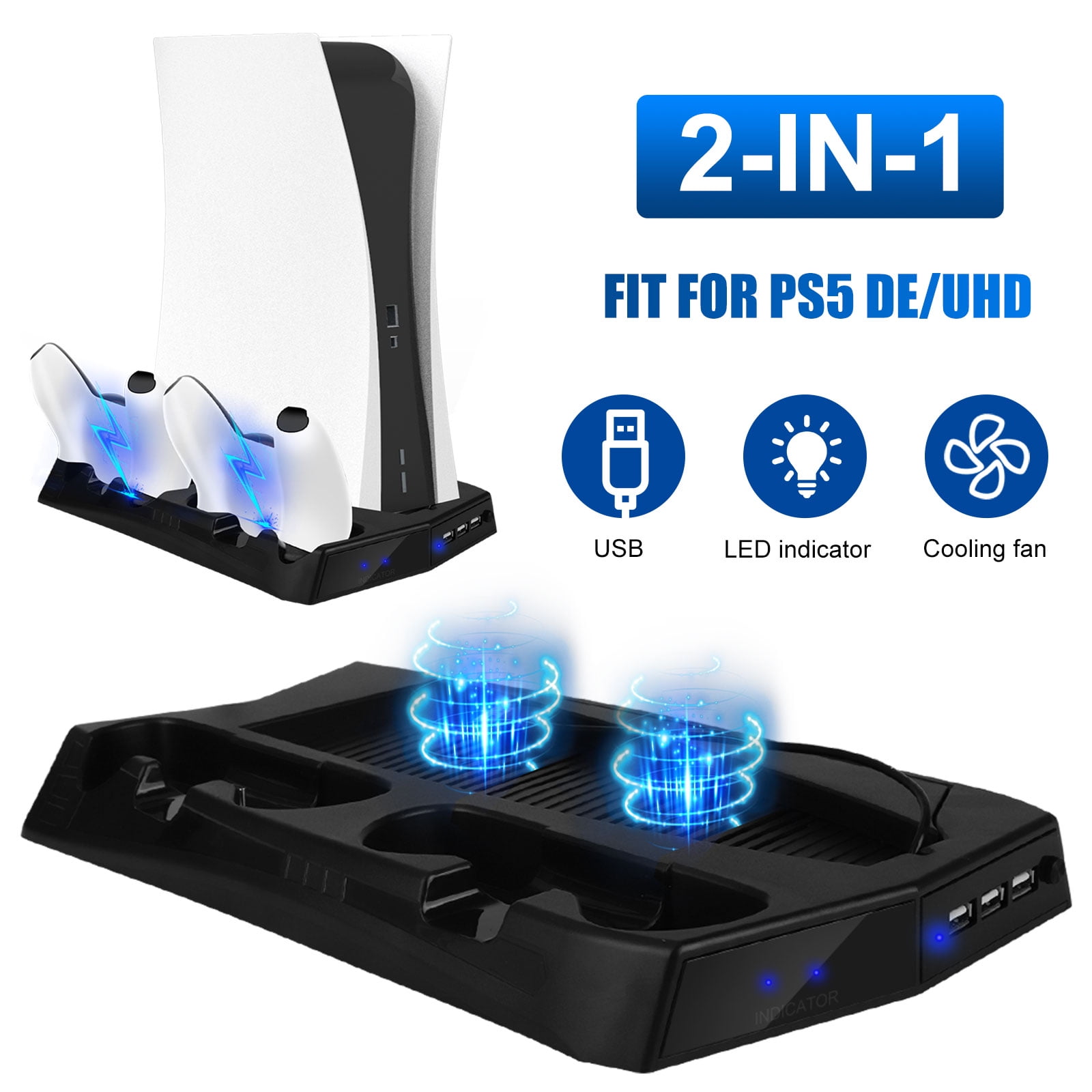 ✅ Soporte PS5 Horizontal & Vertical Cooling Stand PS5 Dual Cooling ❄️ para  Playstation 5 Disco & Digital 🎮