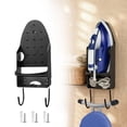 thumbnail image 1 of TSV Wall Mount Ironing Board Hanger, Electric Iron Holder, Ironing Board Storage Organizer Shelf With Removable Hooks, Black, 1 of 7
