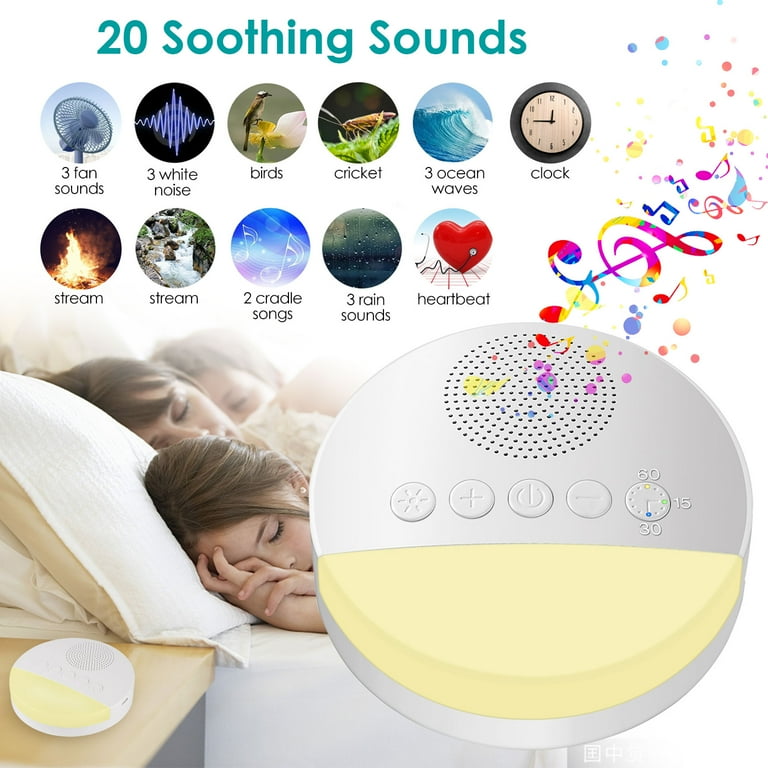 TSV White Noise Machine for Sleeping, Baby Soothing Night Light Machine, 20  Soothing Sounds, Timer and Memory Function 