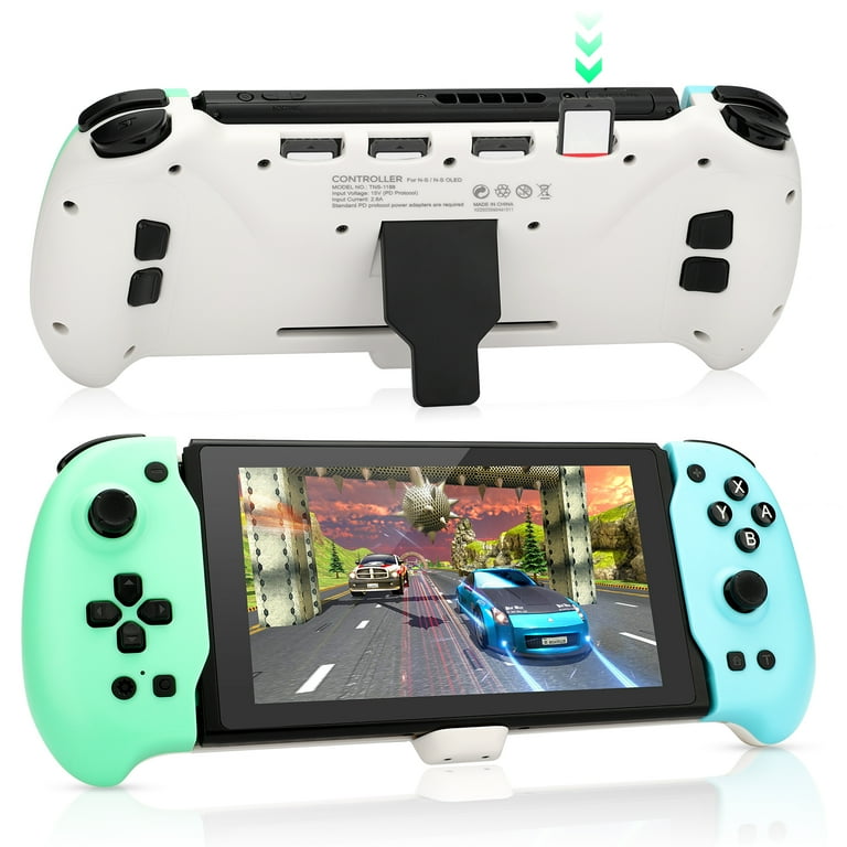 TSV Wireless Controller Fit for Nintendo Switch/OLED Joy-Con Handheld Mode,  Ergonomic Replacement Grips for Switch Pro Controller with 6-Axis Gyro,  Dual Motor Vibration, Turbo, Back Mapping