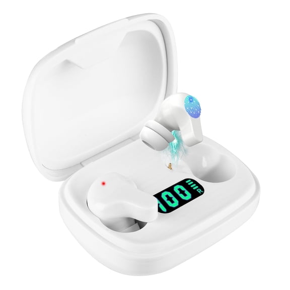 TSV Wireless Earbuds, Bluetooth Headphones with Touch Control and Wireless Charging Case Digital Intelligence LED Display, Auto-Pairing Earphones Built-in Mic Headset Deep Bass for Sport, Black