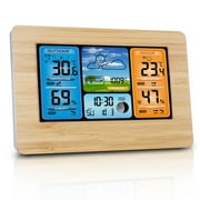 TSV Wireless Weather Station Indoor Outdoor Thermometer, Digital Color HD Display Weather Station with Temperature, Humidity, Barometer, Alarm Clock, Forecast Station with Calendar