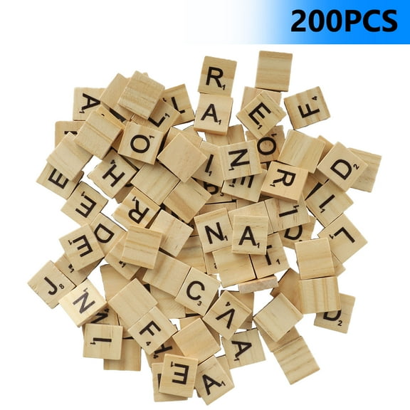 TSV Wood Letter Tiles, 200pcs A-Z Capital Letters, Scrabble Tiles for Crafts, Wooden Letters Scrabble Letters Education Games and DIY Wood Tile Game Wall Decor
