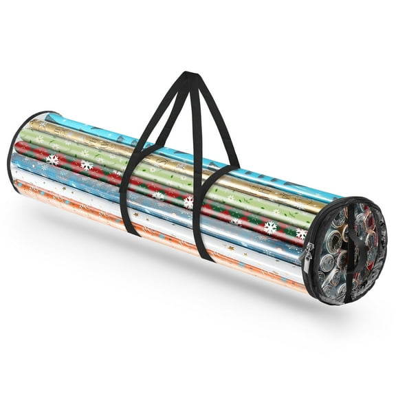 TSV Wrapping Paper Storage Bag, Xmas Gift Wrapping Paper Storage Container, Clear Wrapping Paper Holder Store up to 25 Rolls 40"