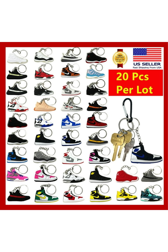 Hype Beast Sneaker Split Ring Keychain, 20 Pieces