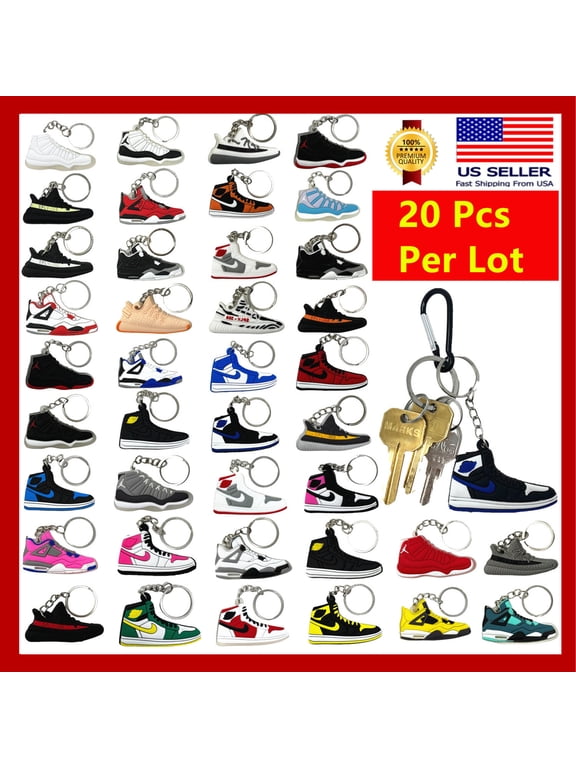 Hype Beast Sneaker Split Ring Keychain, 20 Pieces