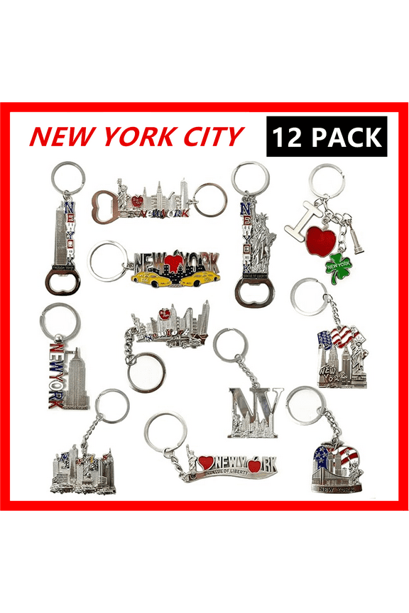 NYC Souvenir Keychain, Silver, 12 Count