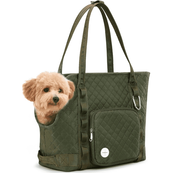 TSYKHAIA Dog Purse Carrier – Portable Pet Tote Bag with Pockets & Safety Leash, Breathable Handbag for Small to Medium Cats Puppies