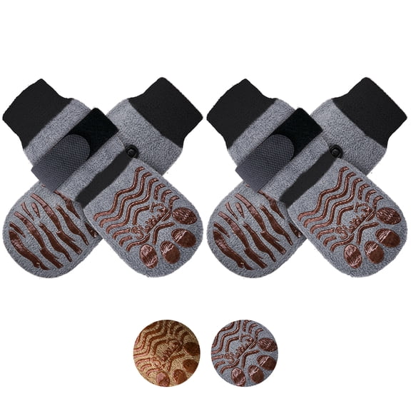 TSYKHAIA Dog Socks with Double-Sided Grippers - 4PCS Dogs Grip Socks for Hot & Cold Pavement or Hard Floors, Non-Slip Paw Traction Protectors for All Sizes