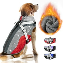 TSYKHAIA Winter Dog Coat - Warm Waterproof Jacket with Fleece Lining, Detachable Harness, Reflective Design