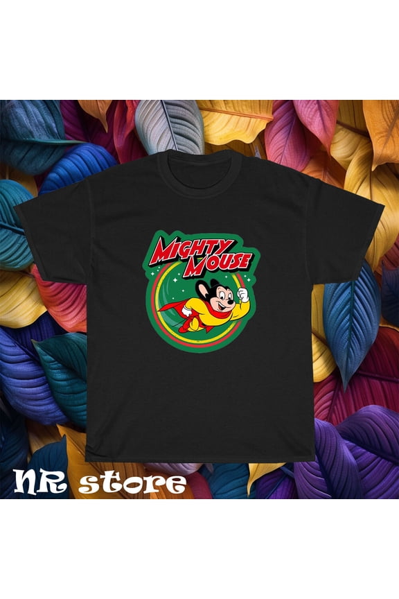 TShirt Mighty Mouse Cartoon Retro TV Series Logo T shirt Funny Size S to 5XL