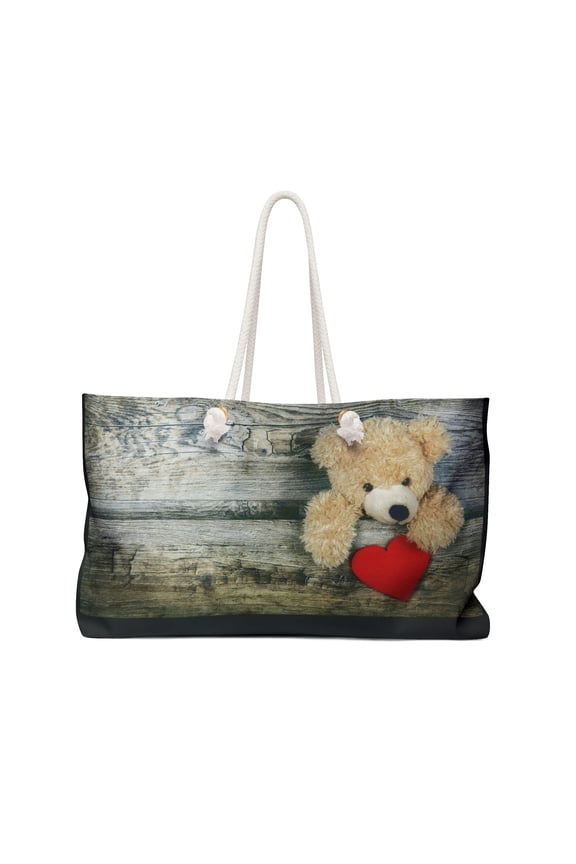 . Bear Heart. Teen Adult Throw & Go Tote Bag 24"×13"