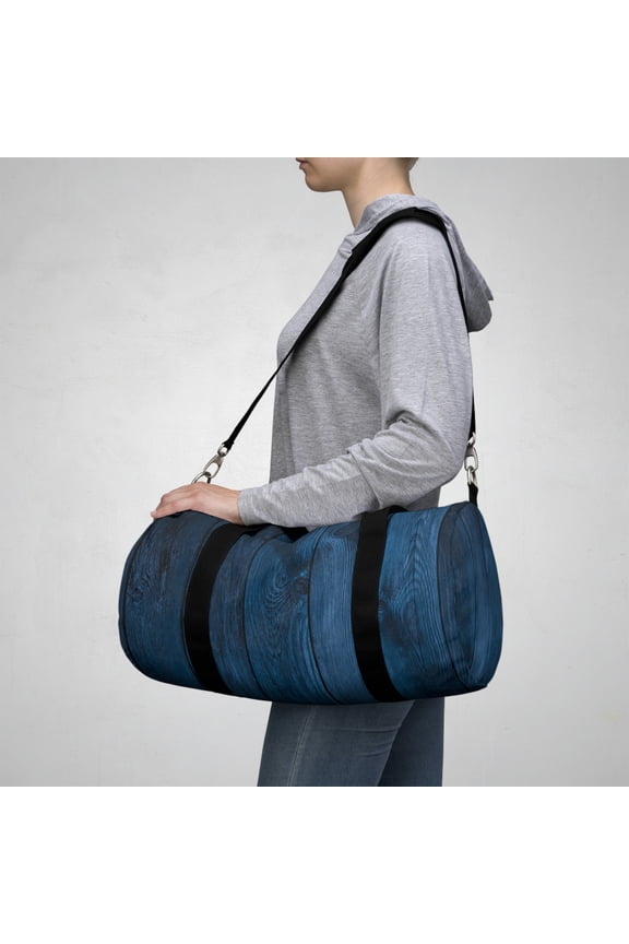 . Blue-Stained Wood Duffel Bag (Small)