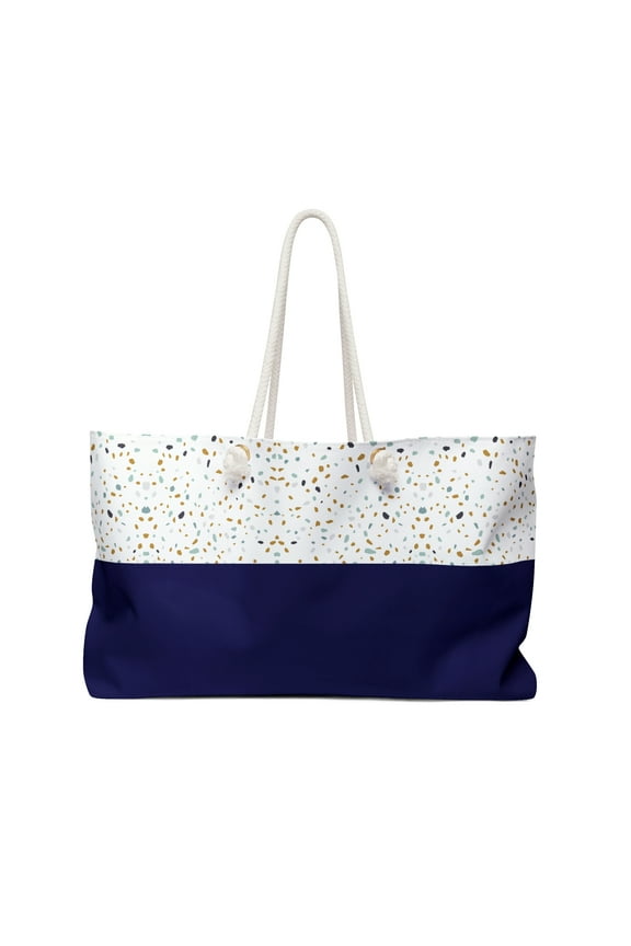 . Blue Terrazzo. Women's Polyester Throw & Go Tote Bag 24"×13"