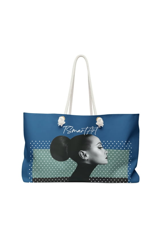 . Model. Women's Polyester Throw & Go Tote Bag. 24" × 13"