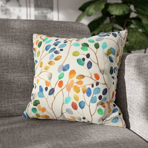 TSmartArt @ Walmart. Watercolored Leaves. Polyester Square Pillow Case