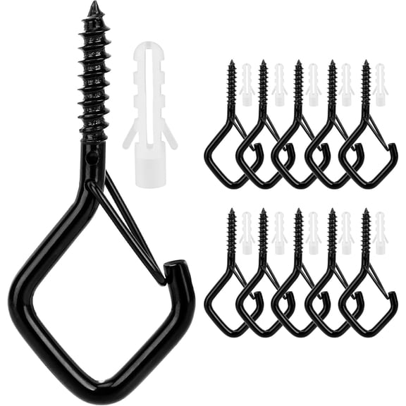 TT-10 PCS Metal Ceiling Hooks for Hanging Plants & Outdoor String Lights - 2.2 Inches Black