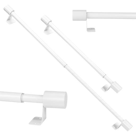 TT - 2 Pack Thin Curtain Rod 12 To 18 Inch, Adjustable Small Curtain Rod, Short Curtains Rods For Side Panels, Skinny Kitchen Window Curtains Rods For French Door Cafe Kitchen Sink Windows, White
