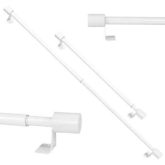 TT - 2 Pack Thin Curtain Rod 18 To 30 Inch, Adjustable Small Curtain Rod, Short Curtains Rods For Side Panels, Skinny Kitchen Window Curtains Rods For French Door Cafe Kitchen Sink Windows, White