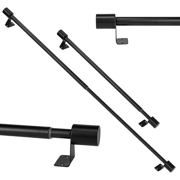TT - 2 Pack Thin Curtain Rod 18 To 30 Inch, Adjustable Small Curtain Rod, Short Curtains Rods For Side Panels, Skinny Kitchen Window Curtains Rods For French Door Cafe Kitchen Sink Windows, Black