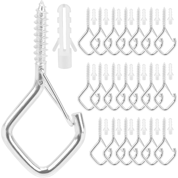 TT-20PCS Screw In Hooks Light Hooks Heavy Duty Hook Screws Hanger Hooks Eye Hooks Screw Hooks For Hanging Cup Hooks Utility Hooks Christmas Light Hooks Plant Hanger Hook Garland Hooks2.2Inches Sliver